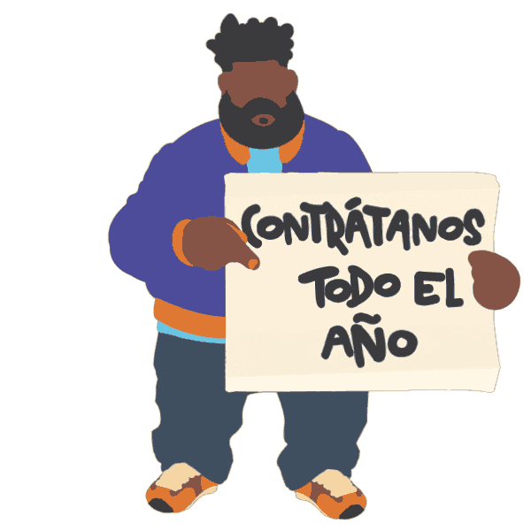 Ilustração de um homem negro com cartaz onde se lê "Todo el ano"